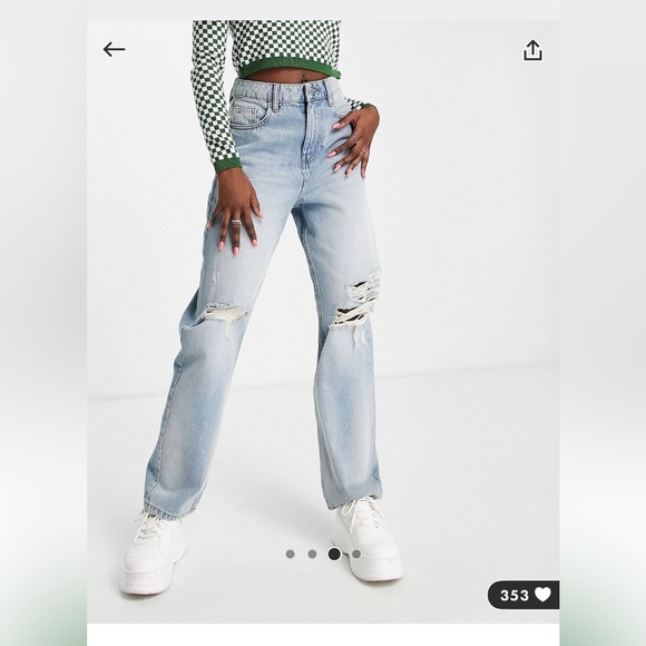 Miss Selfridge high rise relaxed dad jean with rips - Picture 1 of 6